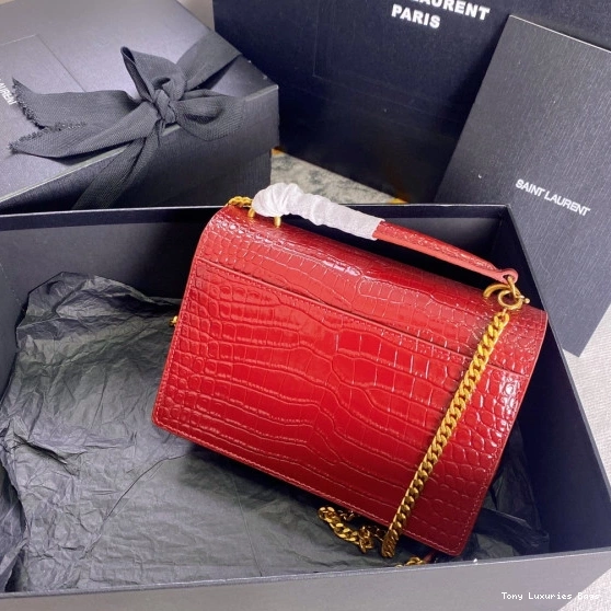 Tony Luxuries SUNSET YSL SHINY LEATHER CROCODILE-EMBOSSED IN 0805